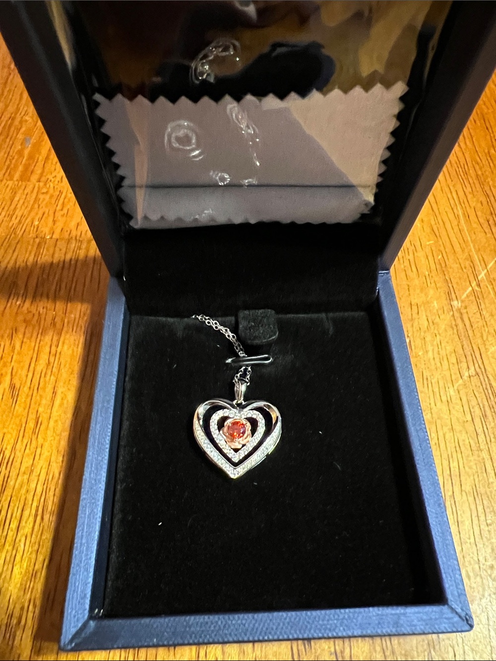 Sterling Heart Pendant Necklace with Red Gem Accent #necklace #fancy
